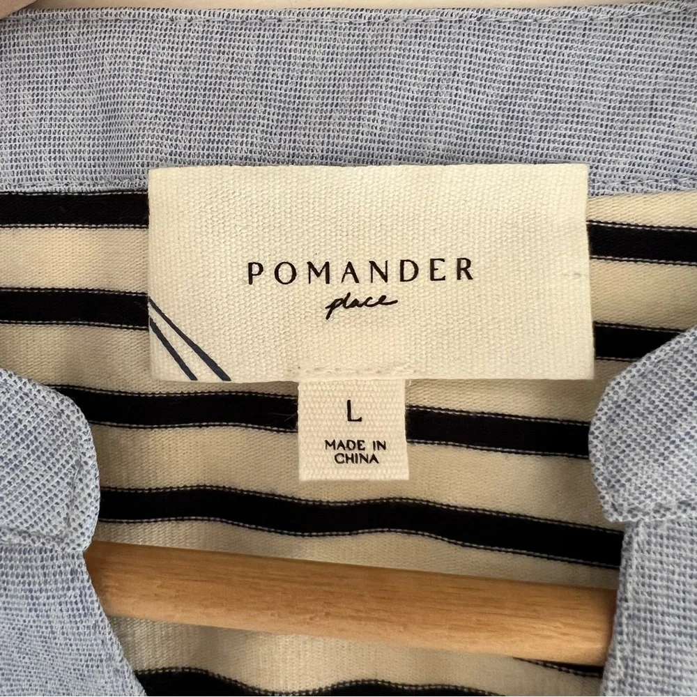 NWOT Tuckernuck POMANDER PLACE Navy Stripe Livia Puff Sleeve Top Size: Large - Picture 10 of 14
